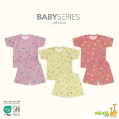 Velvet Junior Baby Series 3 Girl - Setelan Kancing Pundak Pendek+Celana Pendek M