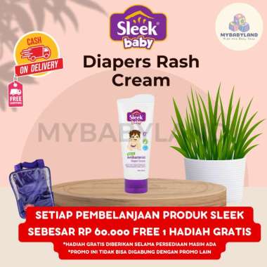 Sleek Diapers Rash Cream | Diaper Rash Cream | Krim Ruam Popok | Sleek Baby Natural Antibacterial Di