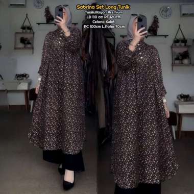 Virenca Set One Set Wanita Kekinian Rayon Premium Baju Setelan Wanita Lengan Panjang LD 110 cm Sabri