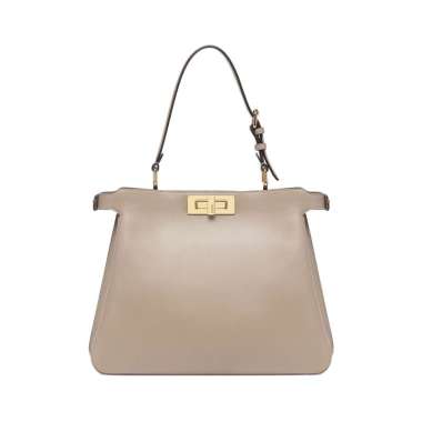 [12.12 Dealcember] Fendi Peekaboo Soft Medium Leather Shoulder Bag Dove Grey Grey