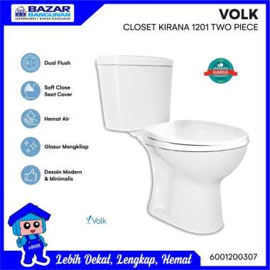 Volk - Closet / Kloset / Toilet Duduk Kirana 1201 Two Piece White Complete Set
