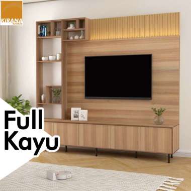KIRANA Newton - Meja TV Kayu / Bufet TV / Rak TV / Lemari TV / Backdrop TV LED Modern Minimalis