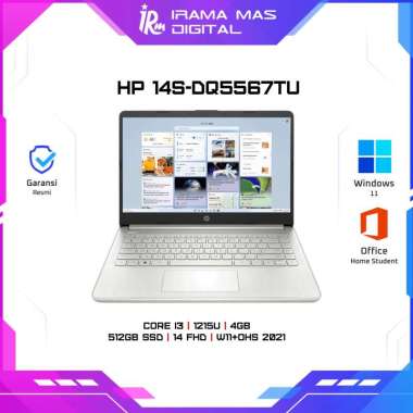 HP 14S-DQ5567TU CORE I3 1215U/4GB/512GB SSD/14 FHD/W11+OHS 2021 (SILVER)