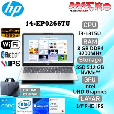 HP 14-EP0266TU i3-1315U 8GB SSD 512GB 14" FHD WIN11+OHS