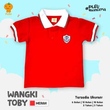 PLEU Wangki Toby | Kaos Polo Anak Laki-Laki Usia 1-3 Tahun 12 bulan Merah