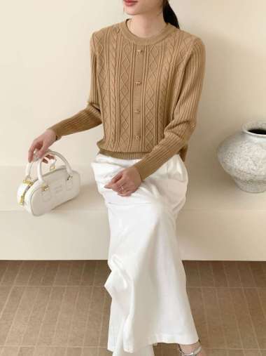 Eunha Knit Cardigan | Kardigan Rajut Wanita Korea camel