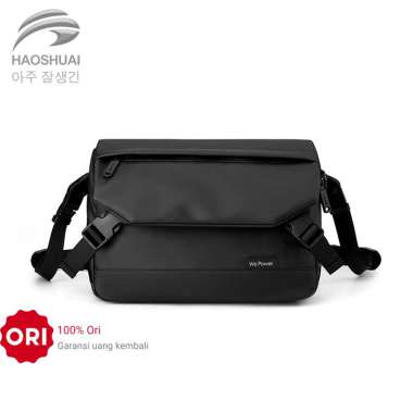 HAOSHUAI 1100-52 Tas Selempang Pria Tas Bahu Sling Bag Bahan Anti Air Stalking store Black