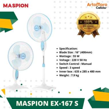 Maspion EX-167S Kipas Angin Berdiri 2in1 Stand Fan EX167S EX 167 S