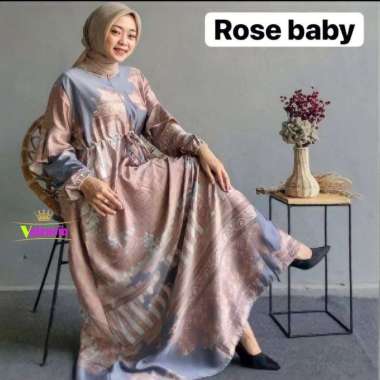 Zica Dress Wanita Silk Embroidery Premium Gamis Terbaru Lengan Pendek Baju Muslim Kekinian LD 110 cm