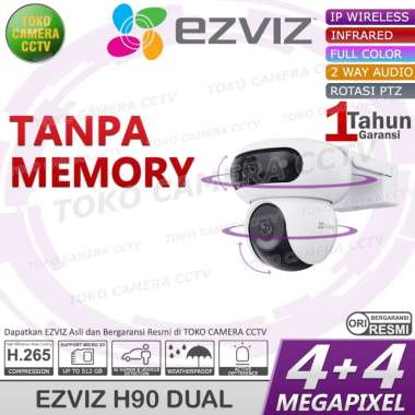 CCTV WIFI ROTASI PANORAMIC DUAL LENS EZVIZ H90 DUAL 4MP KAMERA CCTV PINTAR BERSUARA BERWARNA TANPA M