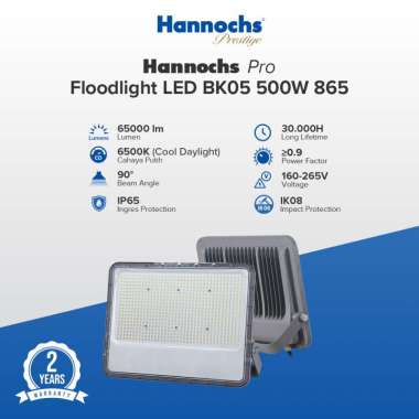 Hannochs Lampu Sorot LED Floodlight LED BK05 Pro 500W 865 - Garansi 2 Tahun