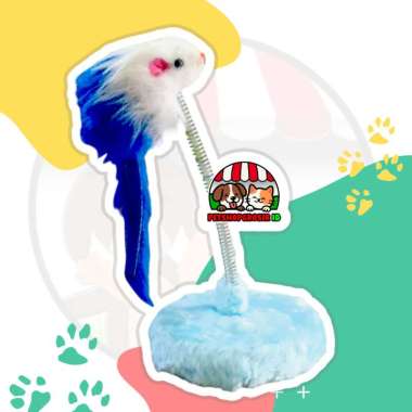 Mainan Pegas Bulu Tikus Sedang - Mainan Tongkat Kucing Per Goyang Tikus Bulu