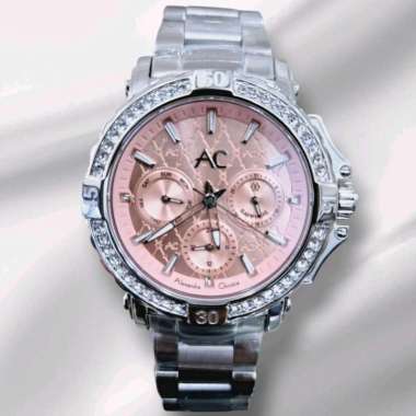 Alexandre Christie 9205 silver dial pink cewek original