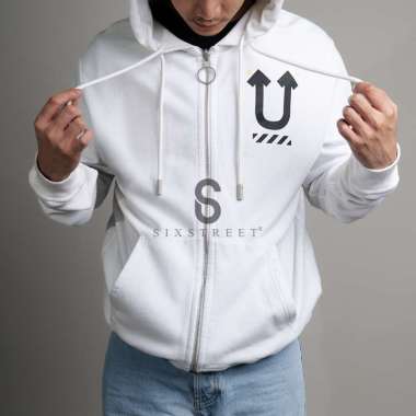 OFF WHITE Hoodie Zipper Undercover Skaleton RVRS White ( 100% Authentic ) M