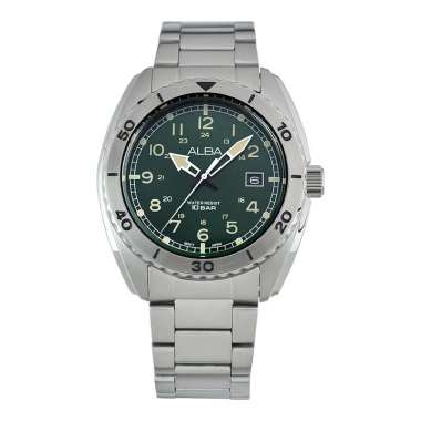 Jam Tangan Pria Alba AS9U71X1 Men Sport Green Dial Stainless Steel Strap Multicolor