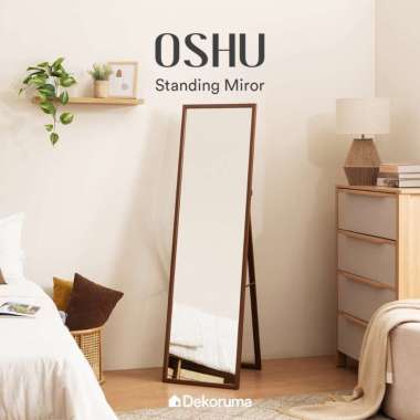 Dekoruma OSHU Standing Mirror Aesthetic Full Body / Cermin - Walnut