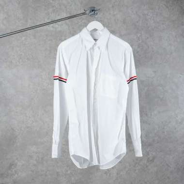 Kemeja THOM BROWNE GROSGRAIN ARMBAND WHITE LONG SHIRT 100% ORIGINAL size 4