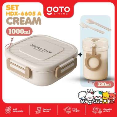 Goto Mumu Lunch Box Tempat Makan Kotak Bekal Bento Box 3 Sekat HDX-6605A CREAM