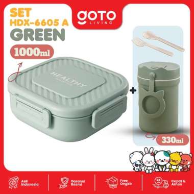 Goto Mumu Lunch Box Tempat Makan Kotak Bekal Bento Box 3 Sekat HDX-6605A GREEN