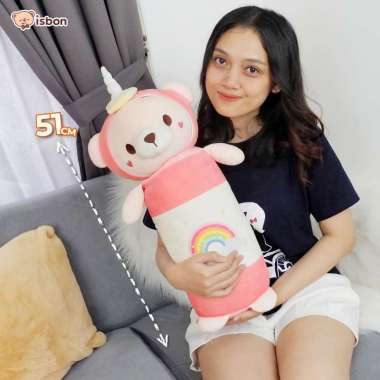 ISTANA BONEKA Guling Beruang With Hoodie Bear Bolster Motif Lucu Teman Tidur Mainan Anak Spesial Uni