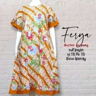 Daster Batik Klok/Payung Ferya Semerbak Bahan Rayon Orange
