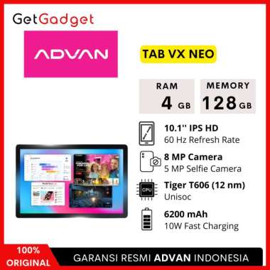 Advan Tab VX Neo - 4GB 128GB (4/128) - Tablet 10" IPS Display 4G LTE - New Original Garansi Resmi Ta