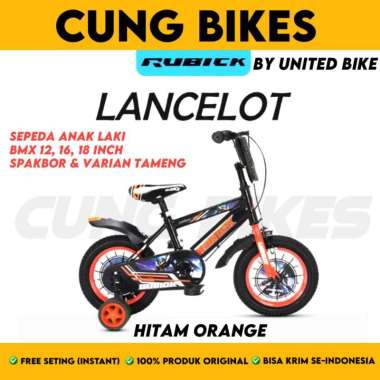 Sepeda anak BMX LAKI ukuran 12 16 18 inch Rubick Lancelot spakbor dan tameng 18 HITAM ORANGE