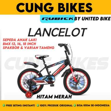 Sepeda anak BMX LAKI ukuran 12 16 18 inch Rubick Lancelot spakbor dan tameng 18 HITAM MERAH