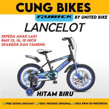 Sepeda anak BMX LAKI ukuran 12 16 18 inch Rubick Lancelot spakbor dan tameng 18 HITAM BIRU