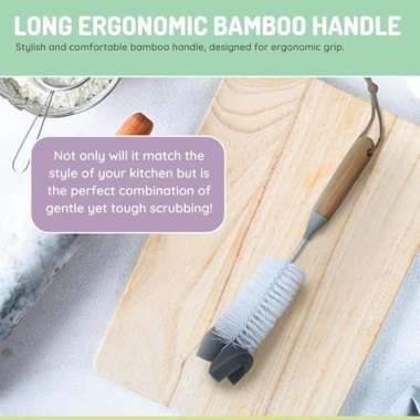 Melii Bamboo Bottle Brush - Sikat Pembersih Botol Susu Gagang Kayu SPONGE TOP