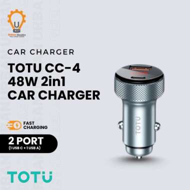 TOTU Car Charger CC4 48W Digital Display Charger Mobil 2 Port USB-C + USB-A