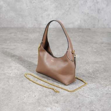 Tas COACH BROOKLYN 23 BRASS DARK STONE BROWN SHOULDER BAG WITH CHAIN STRAP 100% ORIGINAL 22X7X12CM