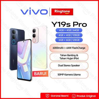 VIVO Y19S PRO (4/64 | 4/128 | 6/128 GB) – GARANSI RESMI 1 TAHUN VIVO 6/128 BLACK