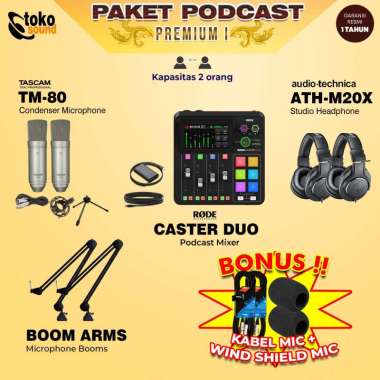 PAKET PODCAST PREMIUM 2 ORG - Rodecaster Pro Mixer - Tascam Microphone