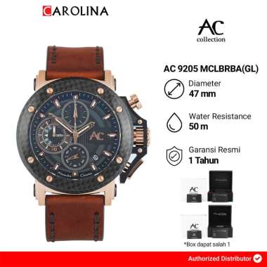 Jam Tangan Pria Alexandre Christie Chronograph AC 9205 MCLBRBA(GL) Black Dial Brown Leather Strap