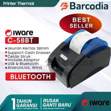 Barcodia Printer Bluetooth Iware C58BT Suport Moka Pos PRINTER + 10 KERTAS