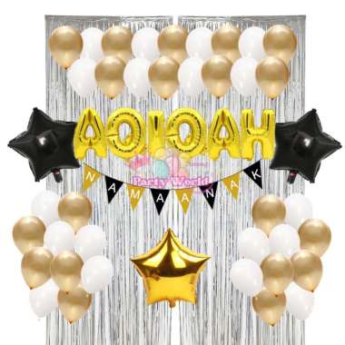 Paket Dekorasi AQIQAH Custom Banner Gold