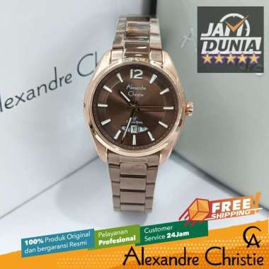 JAM TANGAN WANITA ALEXANDRE CHRISTIE ORIGINAL BROWN ROSE GOLD 8679 AC 8679 AC8679 ACF8679 JAM AC STA