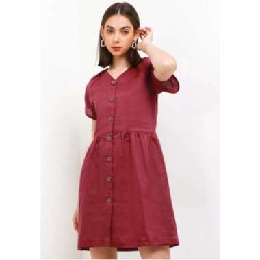 STYLE BUTIK Olivia Korean Linen Summer Dress M Pink