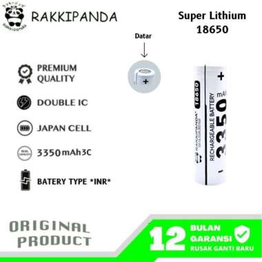 RakkiPanda - Baterai Cas 18650 Super Lithium Flat Top 3350mAh