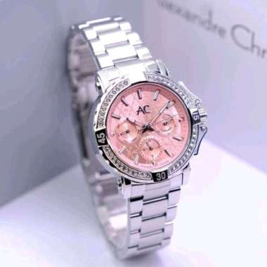 Alexandre Christie collection 9205 silver dial pink cewek original