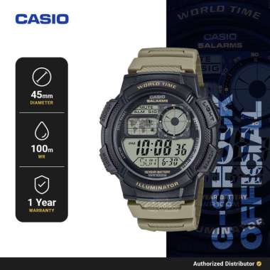 [READY INSTANT] Jam Tangan Digital Pria Casio AE-1000W-5AVDF 10-Year Battery Resin Band Cream Origin