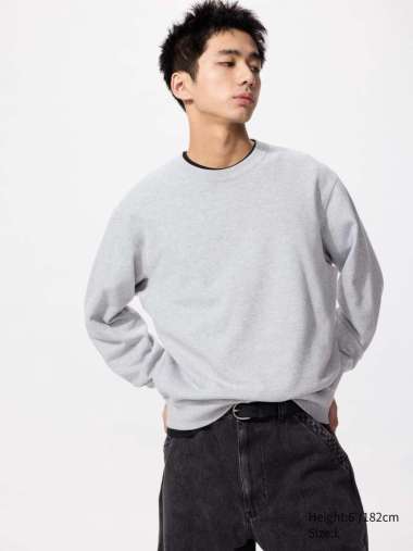 UNIQLO sweater Sweatshirt Pria Lengan Panjang GREY 3XL