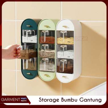 Rak Bumbu 3 Susun Tempel Dinding Minimalis Spice Tray Laci Toples Bumbu Seasoning BUBBLEWRAP PUTIH