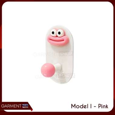 Gantungan Baju Tas Karakter Motif Lucu Kait Pakaian Tempel Dinding Unik Multifungsi Estetik PINK MOD