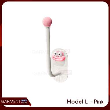 Gantungan Baju Tas Karakter Motif Lucu Kait Pakaian Tempel Dinding Unik Multifungsi Estetik PINK MOD