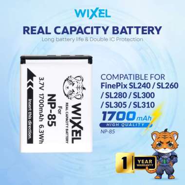 WIXEL Baterai Kamera NP-85 for FujiFilm FinePix S1 SL240 SL260 SL280 SL300 SL305 SL310 SL1000 Camera