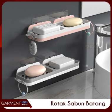 Rak Sabun Batang Gantung Dinding Rack Organizer Skincare Soap Case Dish Dryer 2 Sekat Multifungsi AB
