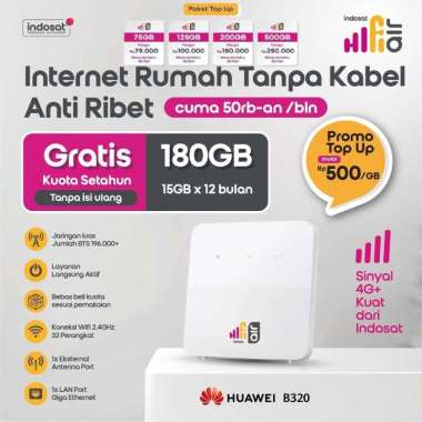 AJ COMP Router wifi Rumahan Hifi Air Modem Wifi Huawei B320 Free Kartu 3 Tri 215 GB 12 Bulan 215GB