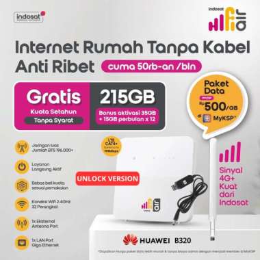 AJ COMP Router wifi Rumahan Hifi Air Modem Wifi Huawei B320 Free Kartu 3 Tri 215 GB 12 Bulan 215GB+1